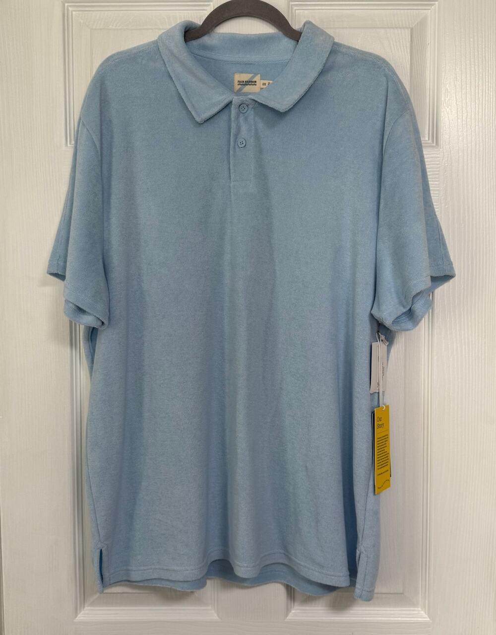Fair Harbor New Men's Light Blue Organic Cotton The Terry Polo Size 2X